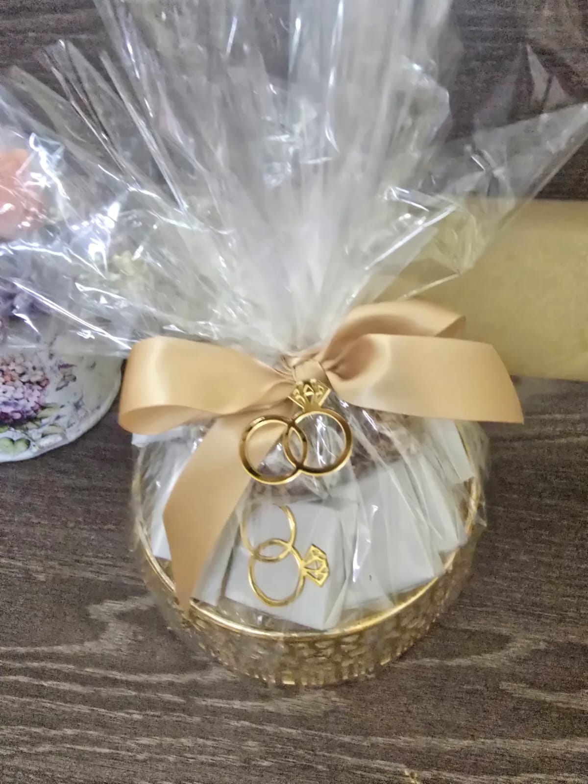 Gold Rings Engagement Favor Tray