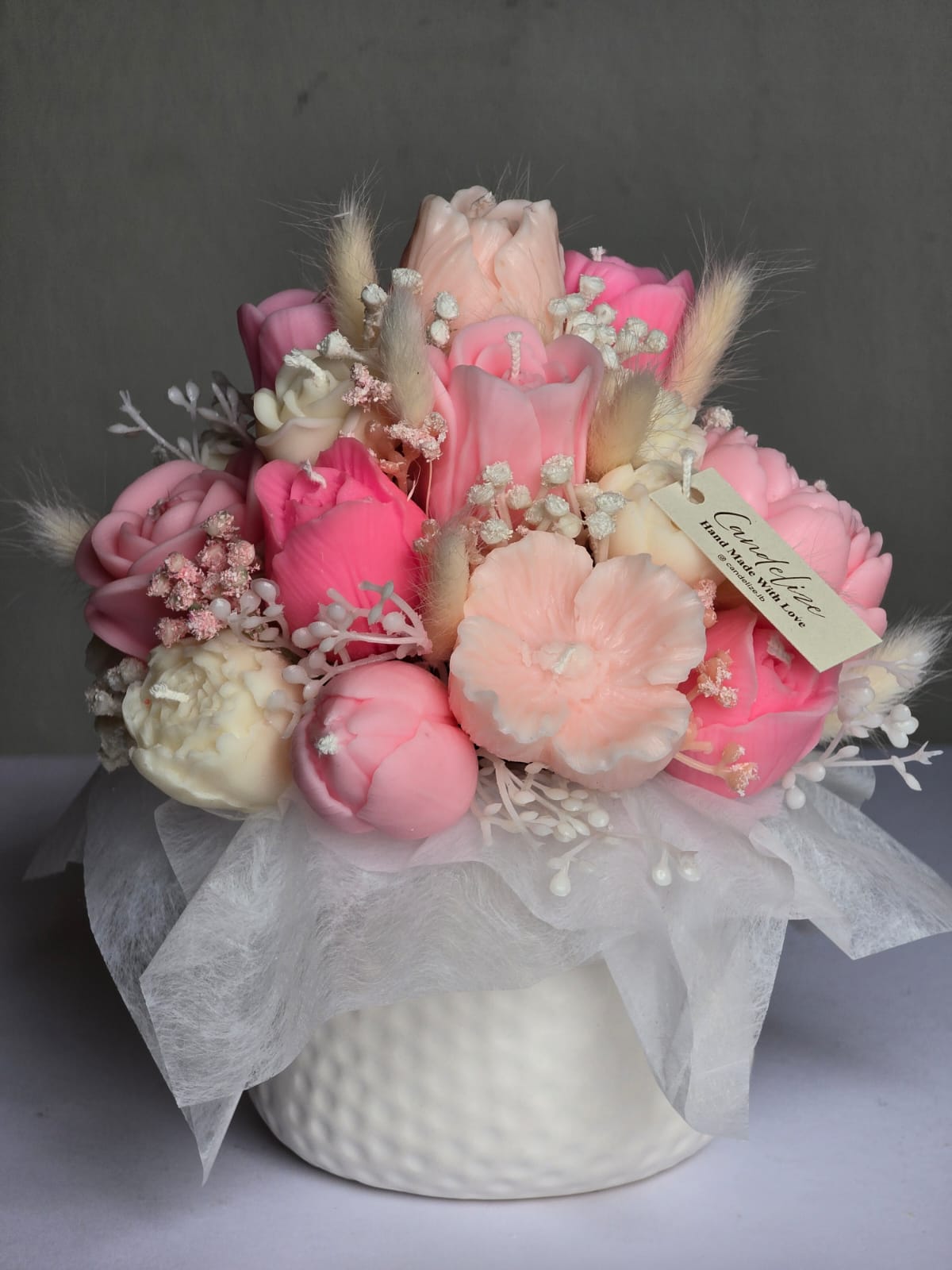 Pink Candle Flower Bouquet